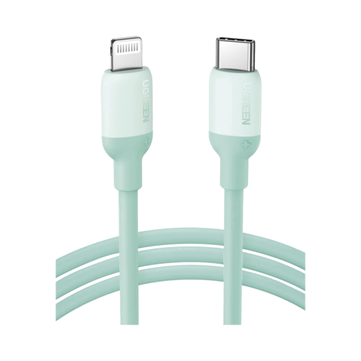 Cable USB-C a Lightning / Certificado MFi / 1 Metro / Adecuado para iPhone, iPad, iPod / Carga Rápida PD 20W /  Sincronización de Datos de hasta 480 Mbps / Goma de Silicona y  TPE. / Suave al Tacto / Color  Green