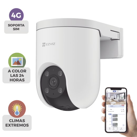 Cámara PT / 3 Megapixel / Lente 4 mm / Visión Nocturna a Color / 4G Multicarrier / Giro 360° / Audio de Dos Vías / Preset / Seguimiento inteligente / Detección Humana
