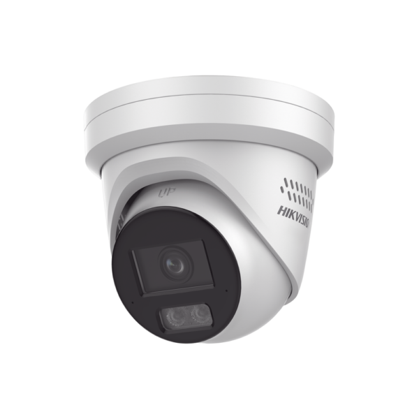 [ PROTECCIÓN ACTIVA ] Turret IP 4 Megapixel / Lente 2.8 mm / 40 mts IR / Exterior IP67 / Micrófono y Bocina Integrado (Audio de Dos Vías) / DARKFIGHTER / PoE / Luz Estroboscopica / ONVIF / Micro SD / 4 Analíticos