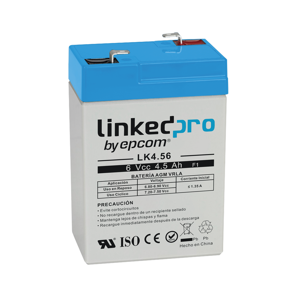 Batería de respaldo 6 V | 4.5 Ah | AGM | Especial para Seguridad Electrónica | UPS | Sistemas de Emergencia | Vida útil 5 años | Terminales F1