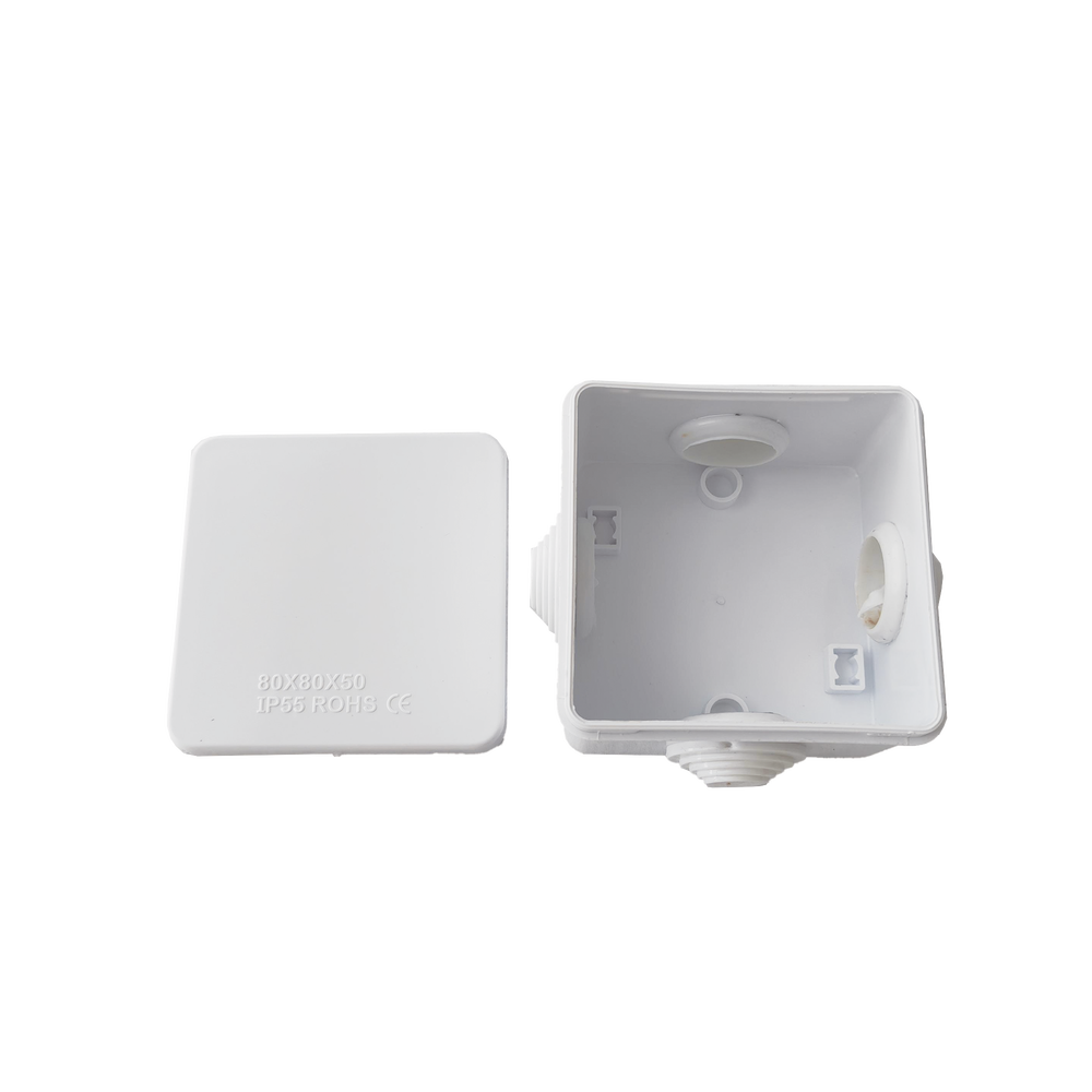 Caja de Derivación-Conexión para Exterior IP55 con 7 Entradas / 80 x 80 x 50 mm / Sellado Seguro con Empaque + 4 Tornillos / Resiste Agua, Polvo y Sol Directo - Image 2