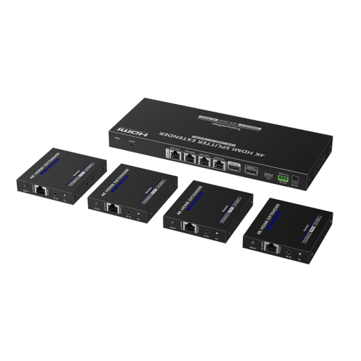Kit Divisor y Extensor HDMI | 1x4 | Hasta 70 m |Resolución 4K @ 60 Hz | Cat 6/6a/7 | IPCOLOR | CERO LATENCIA | EDID | RS232 | Salida Loop / PoC