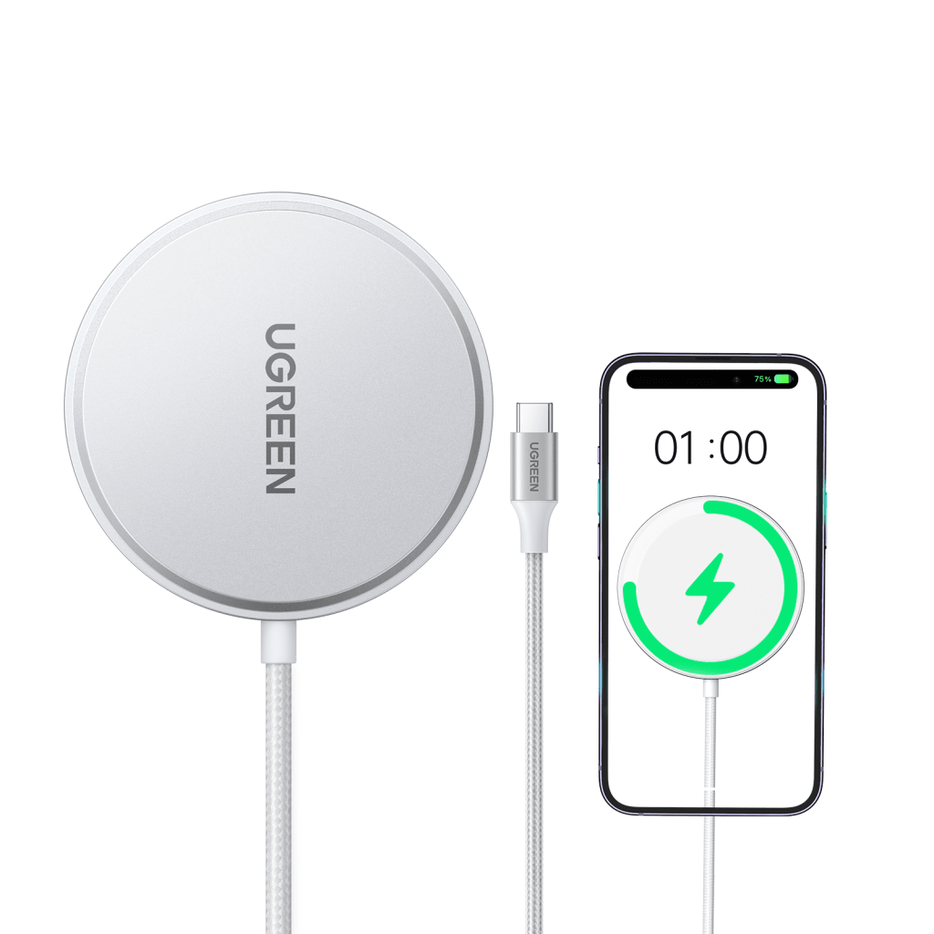 Cargador Inalámbrico Magnético 15W / Protocolo Qi 2 / USB-C 9V 2.2A / Eficiencia 83% / Protección Multinivel / Material PC+ABS+Aleación Aluminio / Cable 1.5m - Image 2