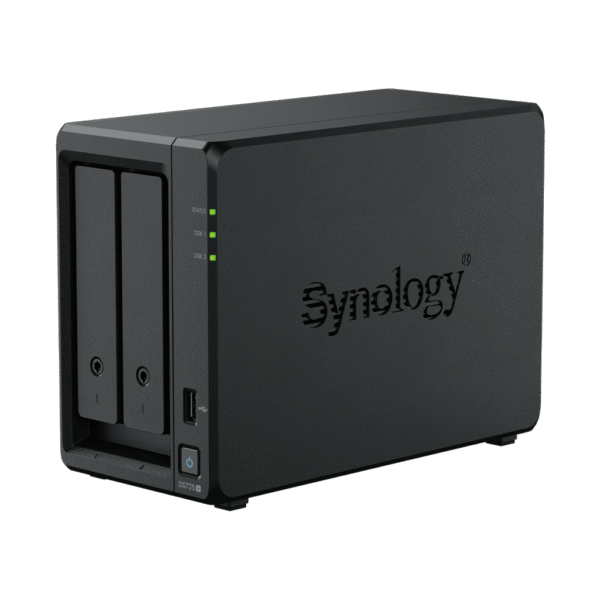 NAS Synology DiskStation DS725+ | 2 Bahías | Expandible hasta 7 Unidades | 2 Ranuras M.2 NVMe | Puerto 2.5GbE | Rendimiento 276 MB/s Lectura y 224 MB/s Escritura | Compatible con Unidad de Expansión DX525.