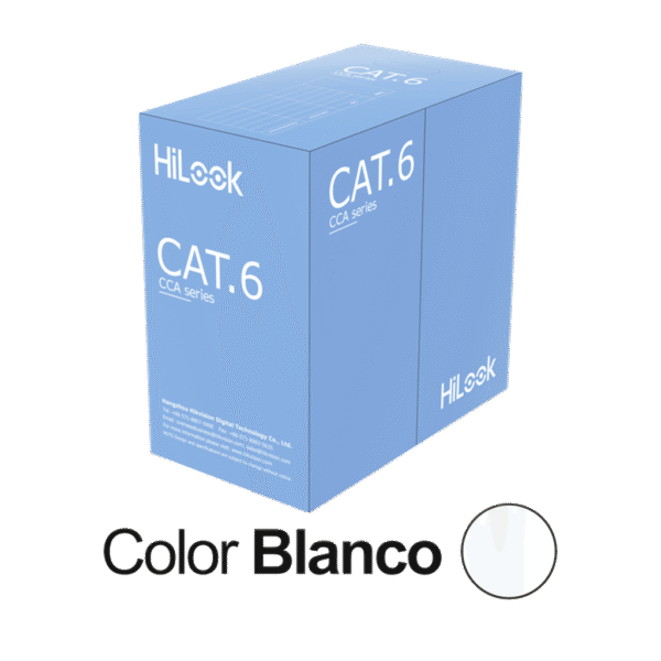 Cable de Red UTP Cat6 / 23 AWG / Cumple ANSI-TIA-568.2-D / RoHS 2.0 / CPR Fca / Longitud 305 Metros (1000 Pies) / PVC Blanco / Resistencia a la Tracción y Compresión / Operación -20°C a 70°C / Interior