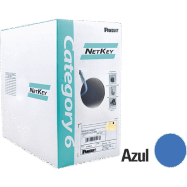 Bobina de Cable UTP 305 Metros (1000 Pies) de Cobre, NetKey, Reelex, Azul, Categoría 6 (24 AWG), 1000Mbps, PVC (CM), de 4 Pares