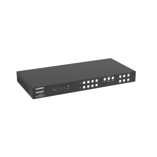 Switch de Video Matrix 4x4 HDMI 2.0 | 18Gbps Ancho de Banda | 4K2K@60Hz Resolución | 4 Entradas 4 Salidas HDMI | Audio LPCM y Dolby Digital | Control TCP-IP y RS-232 | Conectores Phoenix para Audio | Metal Enclosure