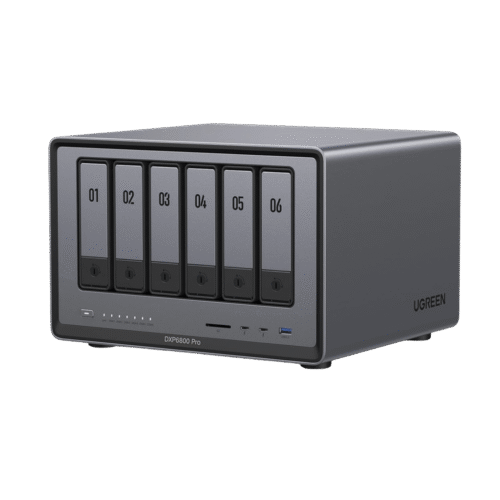 NAS UGREEN NASync DXP6800 Pro / Intel Core i5-1235U 10 Núcleos / 6 Bahías SATA + 2 M.2 NVMe / 2 Puertos Thunderbolt 4 / 2 Puertos 10GbE / 8K HDMI / PCIe 4.0 x4 / DDR5 Hasta 64GB / Compatibilidad Multiplataforma