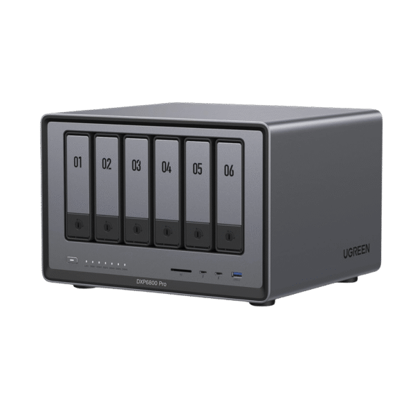 NAS UGREEN NASync DXP6800 Pro / Intel Core i5-1235U 10 Núcleos / 6 Bahías SATA + 2 M.2 NVMe / 2 Puertos Thunderbolt 4 / 2 Puertos 10GbE / 8K HDMI / PCIe 4.0 x4 / DDR5 Hasta 64GB / Compatibilidad Multiplataforma