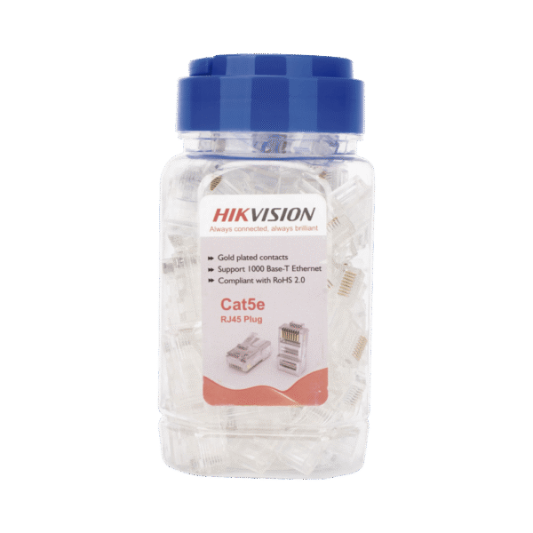 Bote con 100 Piezas de Plug Modular RJ45 / Cat 5e / Chapado en Oro a 15 Micras / Sin Blindaje / Facil Instalación / Uso Interior / Soporta Norma TIA-568B / Cumple con RoHS 2.0