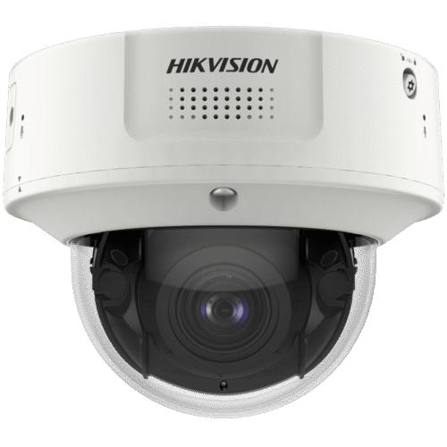 Domo IP 8 Megapixel / Lente Mot. 2.8 a 12 mm /  DARKFIGHTER / WDR 120 dB / IK10 / 30 mts IR / Conteo Facial / Detección Facial / Interior / PoE / Búsqueda por Atributos / Micrófono Integrado / Micro SD