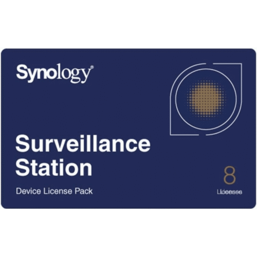 Licencias de Dispositivos de Vigilancia Synology | Paquete de 8 Licencias | Compatibilidad con Cámaras IP, Módulos de E/S, Altavoces IP | Gestión Centralizada CMS | Licencias Predeterminadas Incluidas.