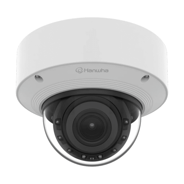 Cámara Domo AI 8 Megapíxeles / Motorizado 4.4-9.3 mm 2.1x / Dual NPU / IR 50 m (164 ft) / IP52 IK10 / Analítica Avanzada IA / extremeWDR 120 dB / Wisenet 9