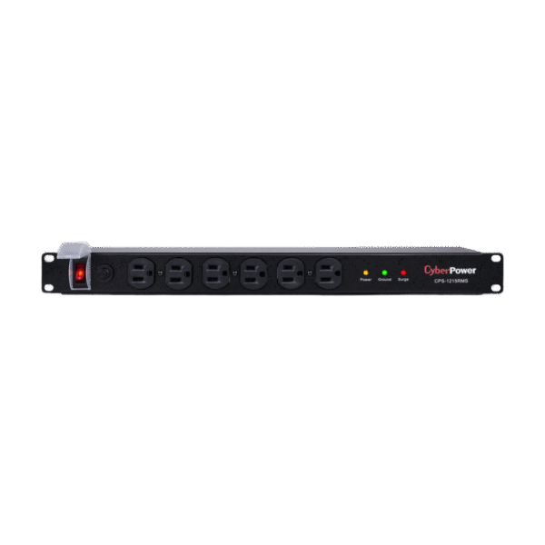 PDU Básico Para Distribución de Energía con Supresor de Picos, Con 12 Tomas NEMA 5-15R Traseras, 1UR, 15 Amp, 120 Vca, 1800 Joules de Protección