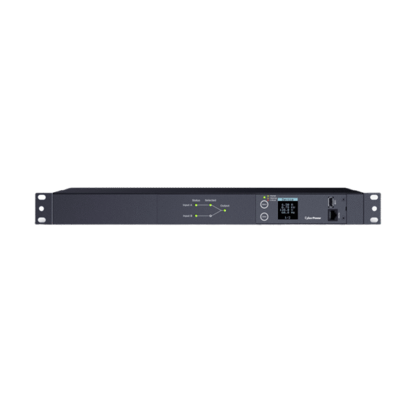 PDU ATS (Fuente Redundante Auto-transferible) Medible, Para Distribución de Energía, 2 Entradas 120 Vca NEMA5-15P, Con 10 Salidas NEMA 5-15R, Horizontal 19in, 1UR