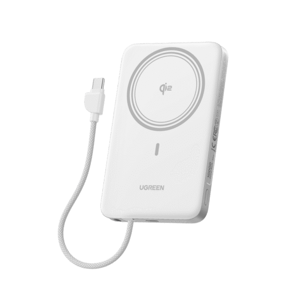 Banco de Energía Magnético Inalámbrico / 10000 mAh / 30W USB-C PD+PPS / Cable USB-C Integrado 30W / Carga Inalámbrica Magnética 15W / Doble Celda 5000 mAh / Pantalla LED / 39.2 Wh