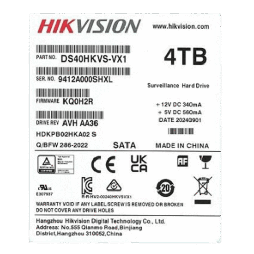 Disco Duro Enterprise 3.5" 4 TB / Hikvision / 7200 RPM / SATA / Alto Rendimiento / Recomendado para NVRs HIKVISION