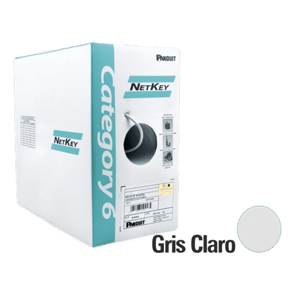 Bobina de Cable UTP 305 Metros (1000 Pies) de Cobre, NetKey, Gris Claro, Categoría 5e (24 AWG), PVC (CM), de 4 Pares