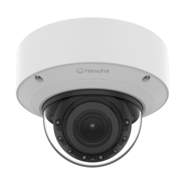 Cámara Domo AI IR 5MP / Motorizado Varifocal 3.3~9.3mm / Doble NPU / Análisis Inteligente / WDR 120dB / IR 50m / IP52 IK10 / PoE / Wisenet 9