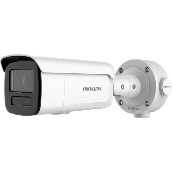Cámara Bullet IP 4 Megapixel (2688 × 1520) / WDR 120 dB / EXIR IR 60-90 m (196.9-295.3 ft) / Clasificación IA Humano-Vehiculo / Audio Bidireccional / IP67 IK10 / H.265+