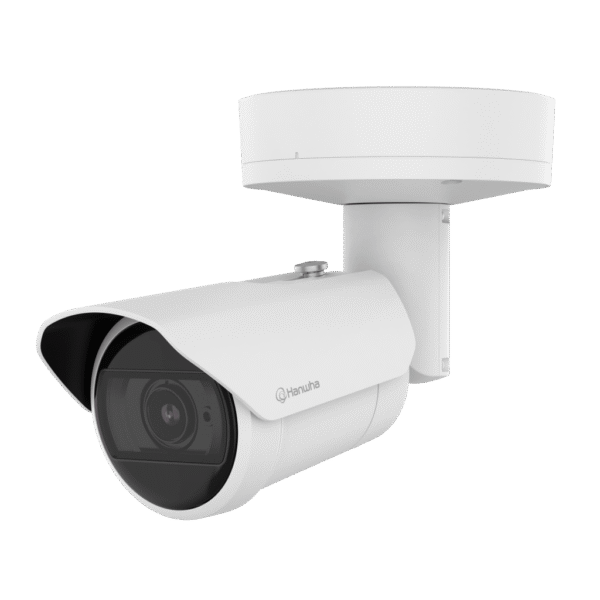 Cámara Bullet AI IR 2 Megapixel (1080p) / Lente 2.8-12 mm / IR 50 m (164 ft) / IP66-IP67-IK10 / Análisis IA / Wisenet 9 / Dual NPU / -40°C a +60°C / PoE