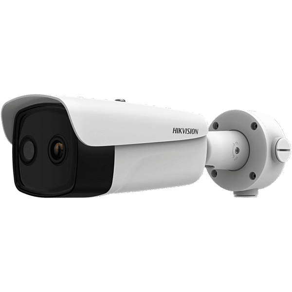(HIKMICRO) Bala IP Bi-Espectral / Térmica (384 X 288 / 9.7 mm) / Óptico (4 MP / 6.4 mm) / IA GUANLAN / Rango: -20°C a 150°C / 8°C Tolerancia / Detección de Fuego y Humo / Alarma Visual y Audible / Dual Light / PoE / Antico