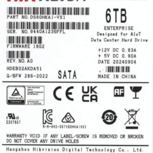 Disco Duro Enterprise para Videovigilancia 6TB / 7200 RPM / SATA 6 Gb/s / Caché 256 MB / Operación 24x7 / Carga de Trabajo 550 TB por Año /