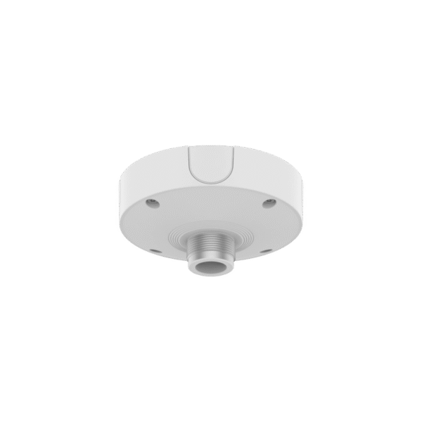 Base de Montaje para Techo SBP-180CMB / Aluminio / Color Blanco RAL9003 / Diámetro 180 mm / Peso 970 g / Tornillo TR30 / Orificio Conduit 19.1 mm / Compatible con Múltiples Modelos Hanwha