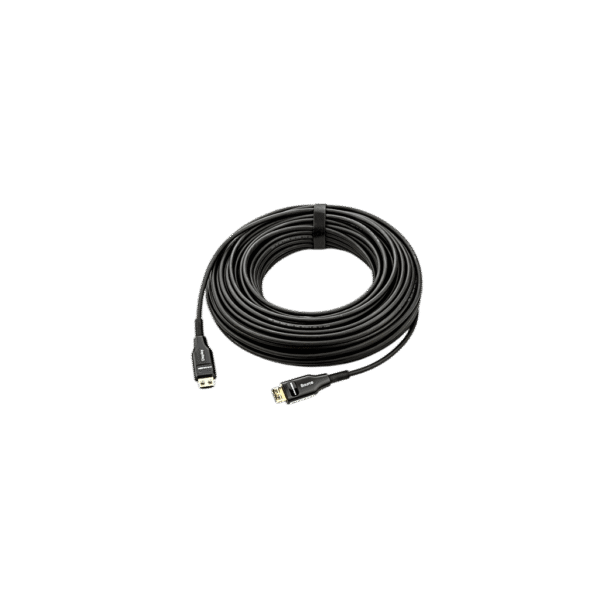 Cable Optico HDMI Híbrido | 4K@60Hz 18 Gbps | 30 m | Fibra OM3 + Cobre | LSHF | Bañado Oro 24K | HDCP 2.2 | HDR | ARC | CEC