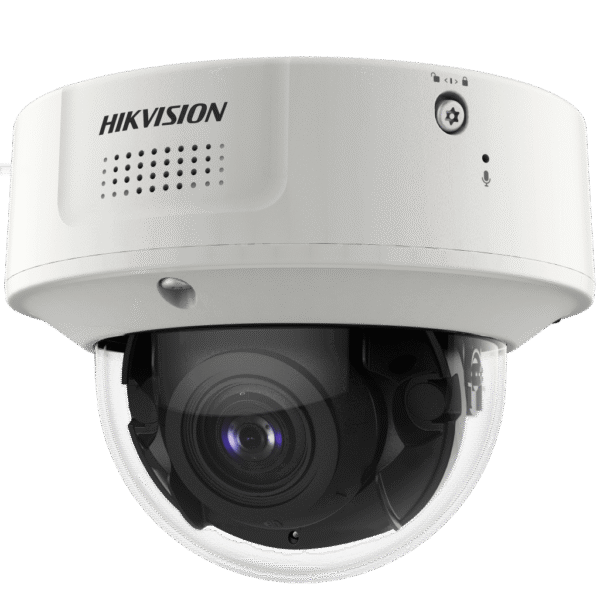 Domo IP 12 Megapixel / Lente Mot. 2.8 a 12 mm /  DARKFIGHTER / WDR 120 dB / IK10 / 40 mts IR / Conteo Facial / Reconocimiento Facial  / PoE / Búsqueda por Atributos / Micrófono Integrado / Micro SD