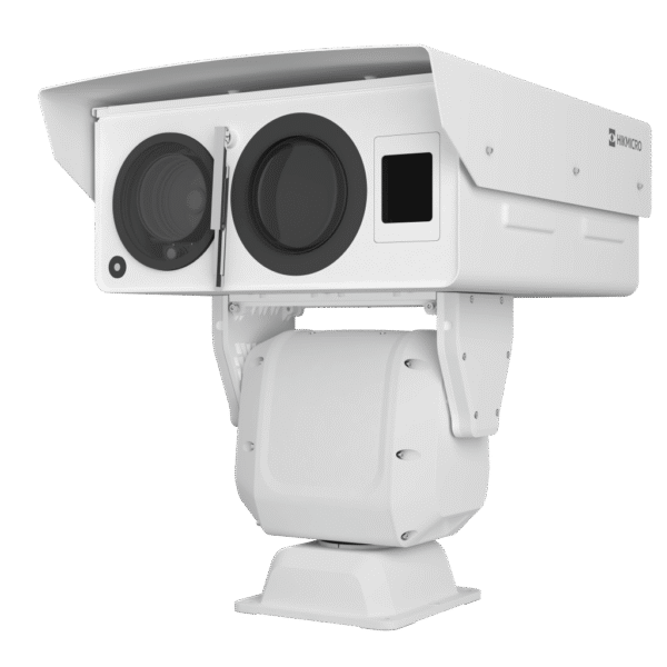 PTZ Punta de Poste IP Dual / Lente Térmico 100 mm (640 X 512) / Lente Óptico 56X Zoom (4 MP) / 800 mts IR Laser / 36 VCC / IP66 / Recubrimiento Anticorrosivo