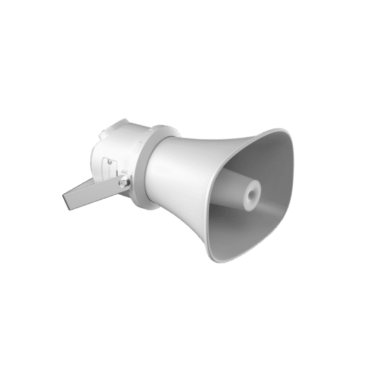 Bocina (Altavoz IP ) | Tipo Trompeta | 7 Watts | No requiere amplificador | PoE+ | Exterior IP67 | Metal | Voceo en tiempo real | Calendarización de audios | Síntesis de Voz (TTS) | Entrada de alarma