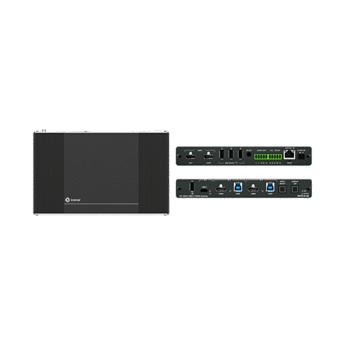 Auto-Switcher | 1 USB-C + 2 HDMI/USB Inputs | HDMI Output | USB 3.2 Switching | 4K@60Hz | HDCP 2.3 | PoE | MegaTOOLS Enclosure