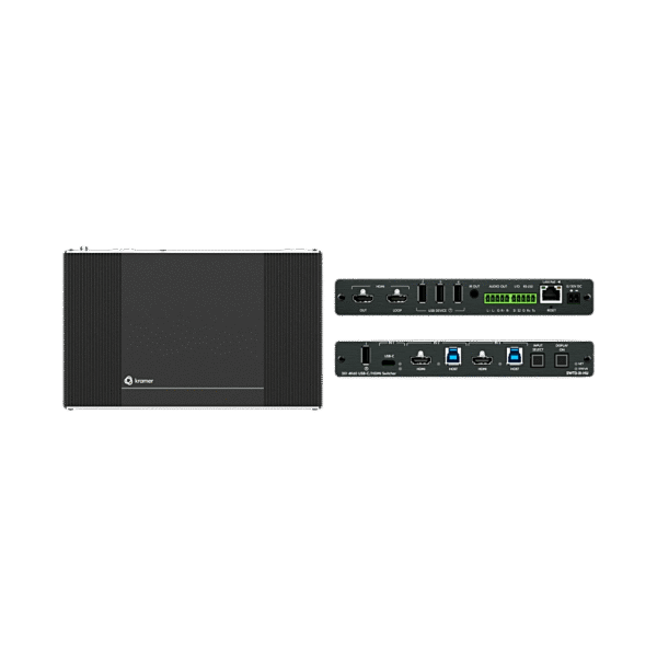 Auto-Switcher | 1 USB-C + 2 HDMI/USB Inputs | HDMI Output | USB 3.2 Switching | 4K@60Hz | HDCP 2.3 | PoE | MegaTOOLS Enclosure
