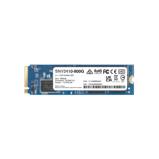 SSD NVMe M.2 SNV3410/3510 | SSD 400GB | Alto Rendimiento 400000 IOPS Lectura | 70000 IOPS Escritura | Resistencia 1022 TBW | Protección de Datos Integral | Análisis de Vida Útil | Diseñada para Sistemas Synology.